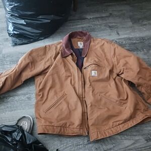 Carhartt Men's Tan Field Jacket with Brown Collar